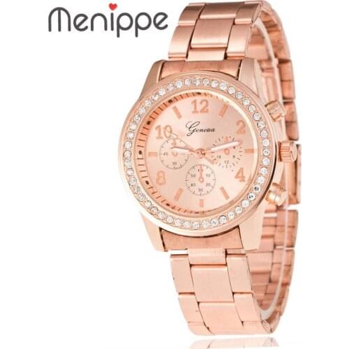 2020 New Fashion Geneva Watch Women Dress Watches Rose Gold Watch Full Steel Analog Quartz men Ladies Rhinestone Wrist watches