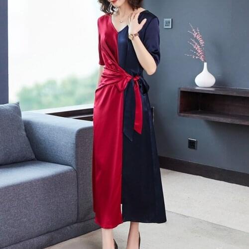 2021 Spring Summer Midi Acetate Satin Dresses Vintage 3XL Plus Size Solid Runway Maxi Dress Elegant Women Bodycon Party Vestidos