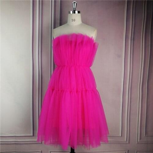 New Women Tutu Short Elegant Party Vestidos Summer Dress Vintage Sleeveless Ladies Red Mermaid Tulle Mini Dresses