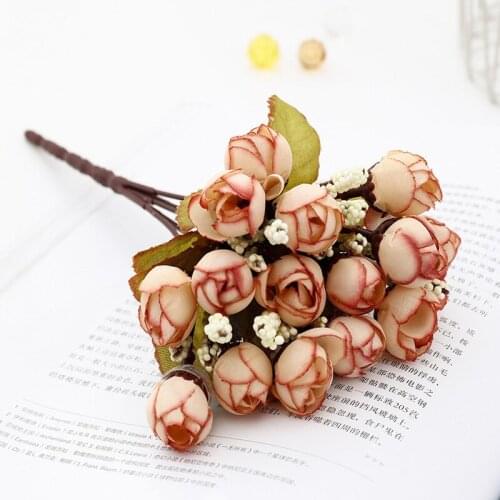 1 Bouquet Small Bud Rose Simulation Flower Silk Flower Rose DIY Wedding Home Christmas Decora