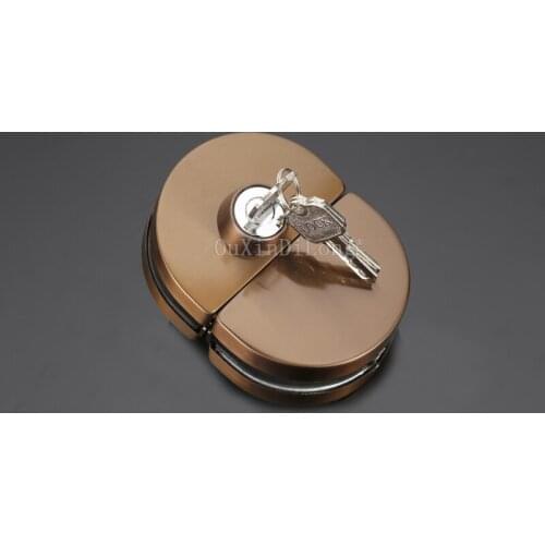 1PCS Rose Gold Double Door Frameless Sliding Central Glass Door Lock 304 Stainless Steel Bidirectional Unlock JF1866