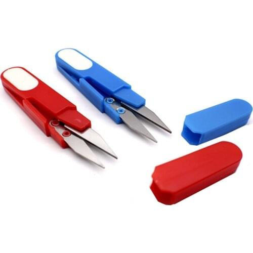 1 Pcs Plastic Handle Safety Cover Sewing Scissors Thread Embroidery Cross-stitch Cutter Cutter U Shape Scissor DIY Supplies Tool