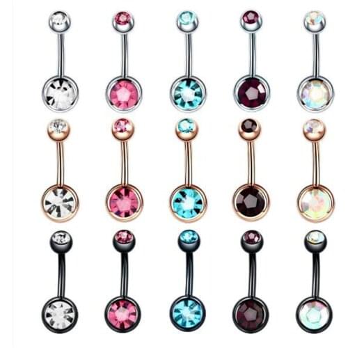 10pcs/set New Surgical Steel Navel Rings For Women Crystal Navel Bars Fashion Belly Button Ring Piercing Body Jewelry wholesale