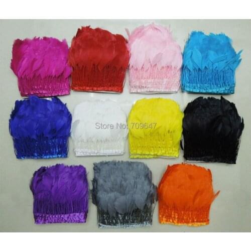 10Yards/lot!Stripped Goose Nagorie Feathers on Ribbon Trim,Goose Trimming Fringe 10-15cm in width 11colours for choice