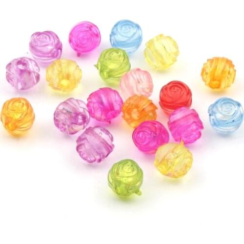 100pcs/lot 9mm Mixed Transparent Acrylic Round Beads Flower Loose Spacer Beads for Jewelry Making Bracelet Charm Diy Accessories