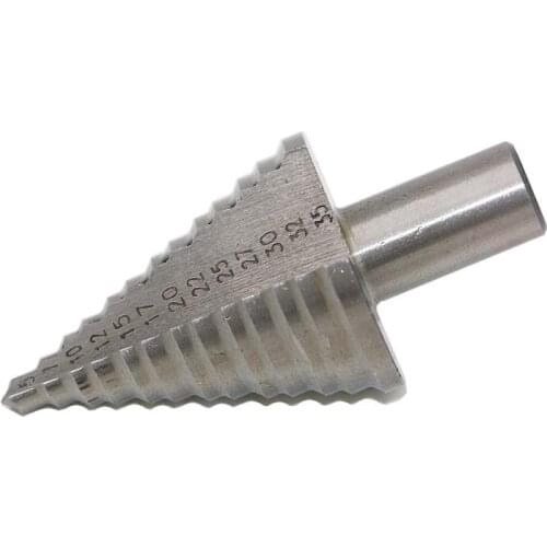 13 Step Cone Drill Bits Hole Cutter Bit Set 5-35 mm Fluted Edges HSS Step Drill Bit Reamer Triangle Shank Wood Metal Drilling