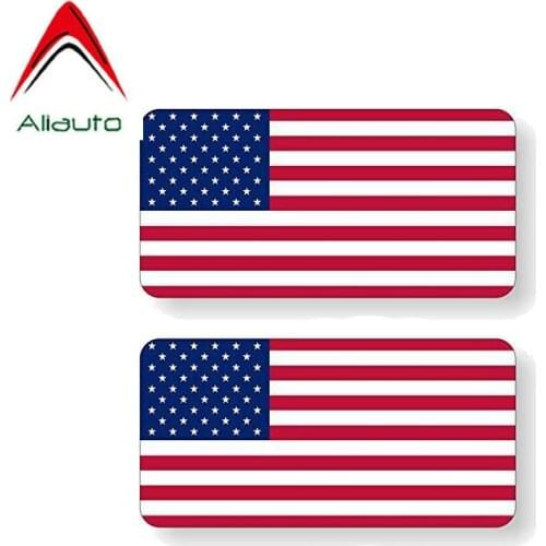 Aliauto 2 X Funny Car Sticker American Flag Decal Accessories PVC for Porsche BMW Land Rover Seat Leon Opel Astra H Jdm,10cm*5cm