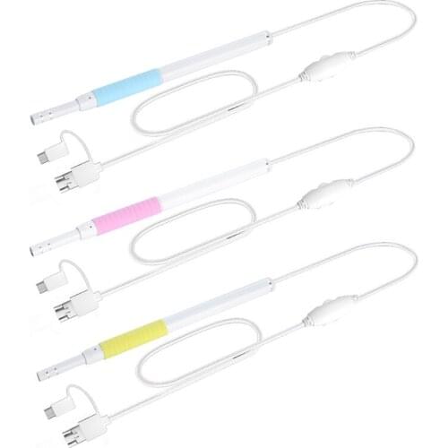 3 in 1 Ear Cleaning Endoscope Spoon 5.5mm Visual 30W 130W Camera Otoscope with 6 LED Lights Mouth Nose Ear Picker