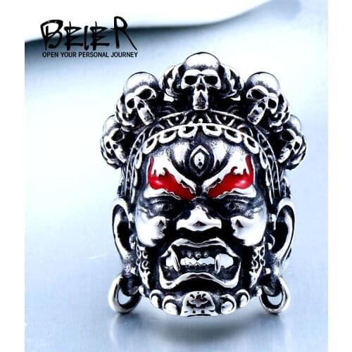 Beier Unique Design Stainless Steel Buddha God of Wealth Ring Fashion Jewelry For Men Punk Gift Drop shipping Adjustable BR8-457