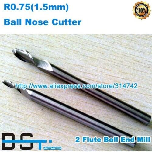 Free shipping for New 6mm Shank Ball Cutter Nosed 1.50mm (R0.75) EndMill