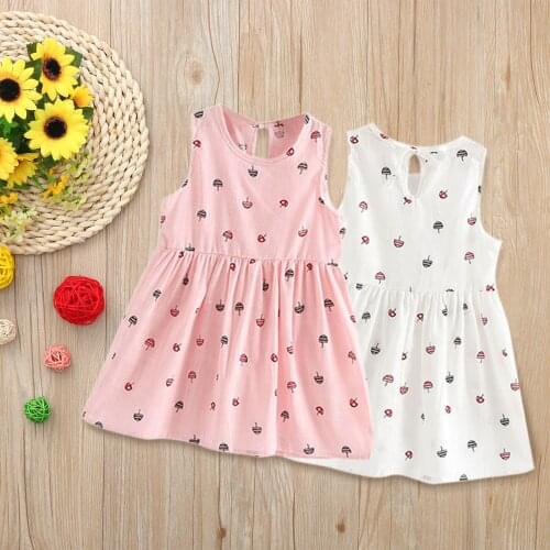 Kids Children Girls Summer Fashion Casual Umbrella Sleeveless Princess Floral Dress Vestidos De Verano Vestidos Infantis Clothes