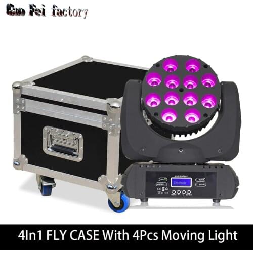 Flight Case With Moving Head 12X12W 4In1 RGBW Led Lyre Wash DMX Light Beam For Dj Disco Party Concert Show