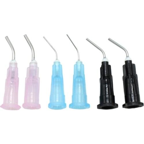 100pcs Irrigation Bent Needle Tips Dental Flow Sealant Etchant Composite Resin Acid Reagent Delievery Syringe Tips Equipment