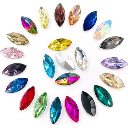 Leaf shape pointback glue on rhinestones horse eye glass crystal Rhinestone DIY Watch/nail art/clothing Accessories