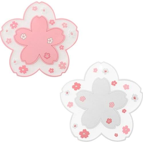 Sakura Coffee Mat Kawaii PVC Cup Home Tea Mug Coaster Durable Anti-skid Pot Bowl Small Pad Placemat Blossom Cherry Pink White