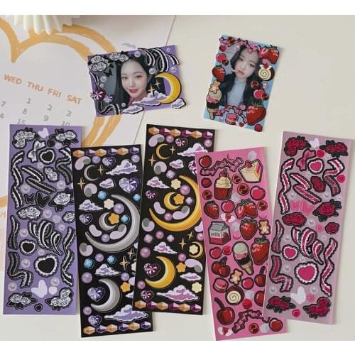 Korea Rose Moon Ribbon Sticker DIY Scrapbook Bottom Collage Phone Photo Album Diary Happy Plan Gift Sealing Decoration Sticker