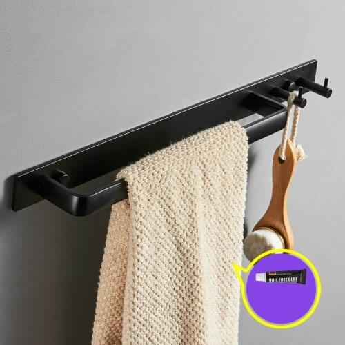 Robe Hook Bathroom Coat Rack Aluminum Towel Black Door Decorative Clothes Hook Hangers Wall Mounted Bath Accessories