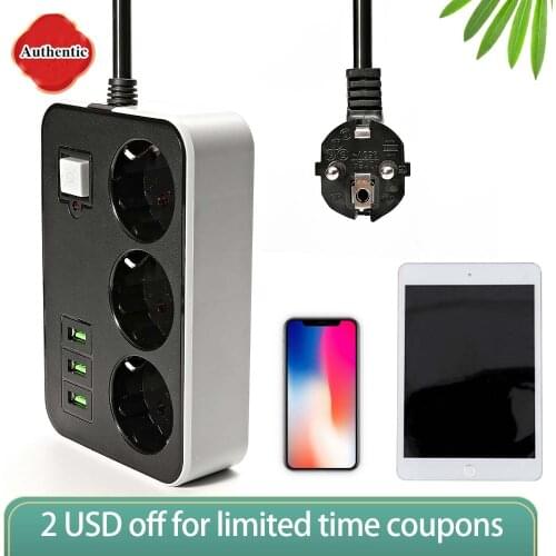 Hot Selling Smart 2 Round Power Board USB Travel Adapter Socket Power Plug EU 5M Extension Cord Kitchen Universal Charger