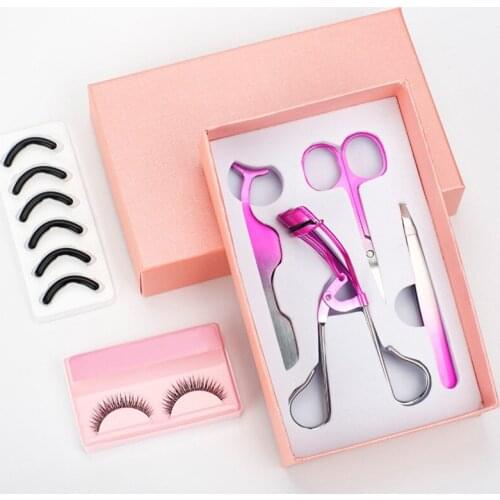 Multifunctional Eyelash Makeup Tools Set Mini Eyelash Curler False Eyelashes Extension Tweezers Scissors with Storage Box