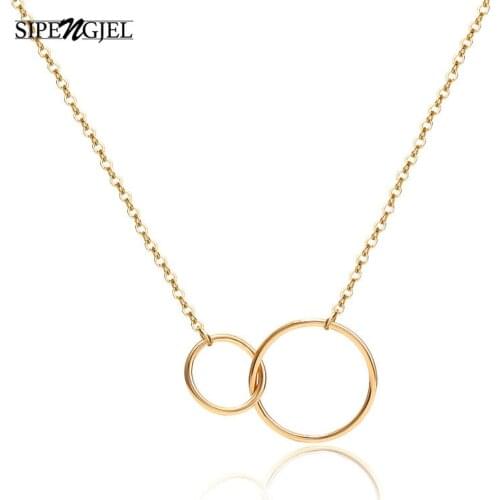 Fashion Double Buckle choker necklace small round pendant necklace for women jewelry 2020