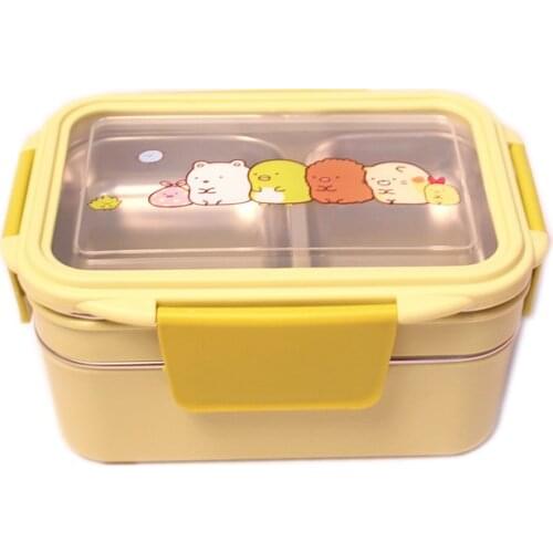 Cartoon Lunch Box Stainless Steel Double Layer Food Container Portable for Kids Kids Picnic School Bento Box