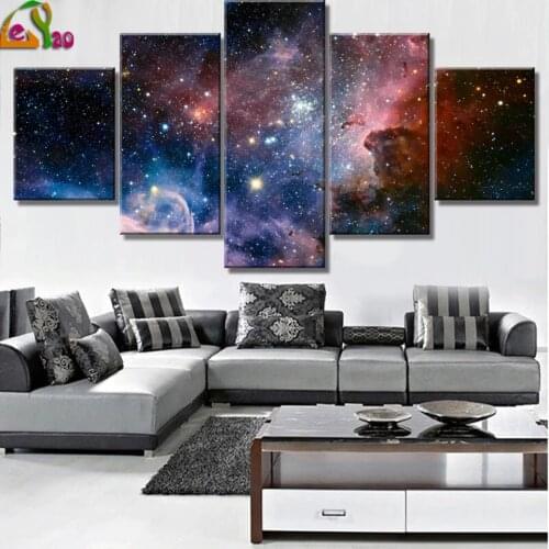 5 Piece Universe Galaxy Starry Sky diamond painting full square round drill 5d diamond embroidery Multi-pictures living room art