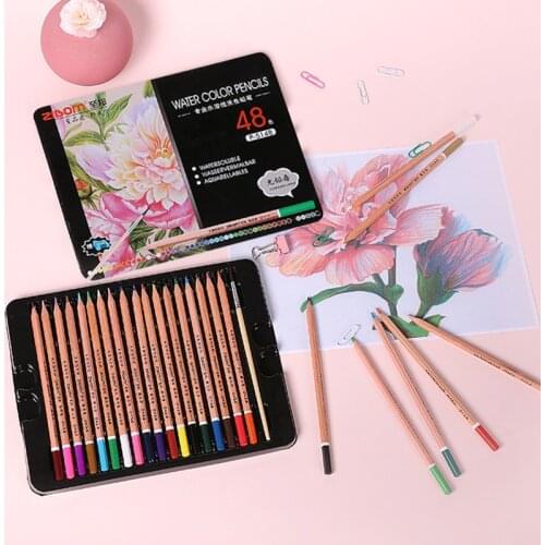 36/48 Color Water-soluble Colored Pencils Iron Box Set Special Color Pens for Painting Art Supplies Pencils Drawing Pencil
