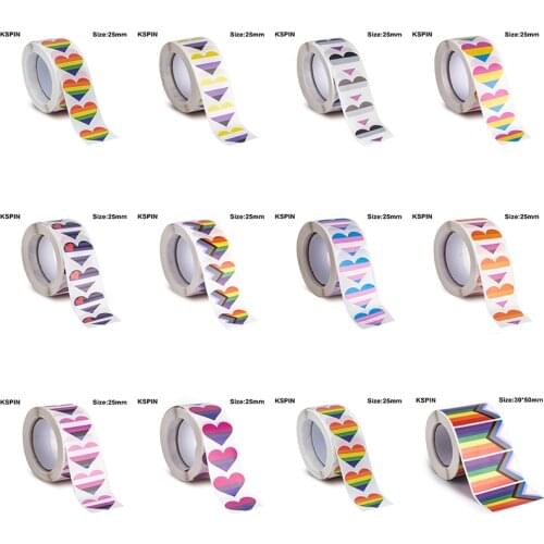 500PCS Stickers 25mm Rainbow Transgender Bisexual Asexual Paper Sticker Label Packaging Seals Crafts Favor Tag Toppers Labels