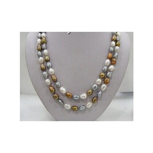 Genuine luster 48"12mm baroque white coffee gray natural cultured pearls necklac Factory Wholesale price Women Giftword Jewelry