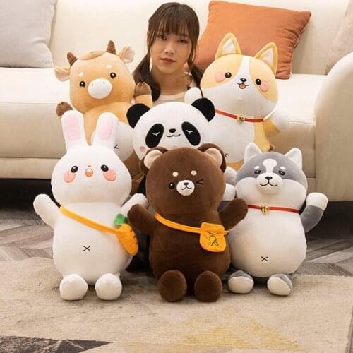 New Lovely Stuffed Toys Animals Plush Hand Warmer Pillow Dog Rabbit Cow Panda Plush Doll Cartoon Hand Gift For Girlfriend