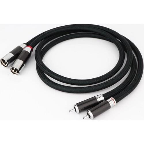 Pair High Quality X411 FA-220 Copper XLR To RCA Interconnect Cable with Carbon Fibre Rhodium Plated Plug Male To Female HiFi