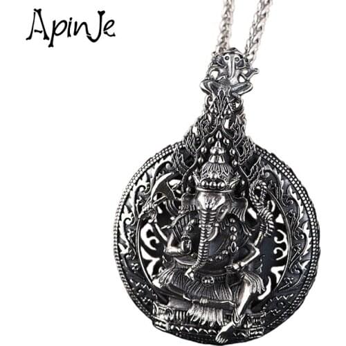 Apinje Animal Pendant Vintage 925 Sterling Silver Fashion Necklace Men Elephant Gothic Jewelry