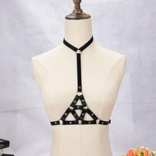 JLX.HARNESS Fetish Wear Harness Bondage Lingerie Body Harness Crop Top Open Bra Sexy Cage Bra Gothic Body special triangle Bikin