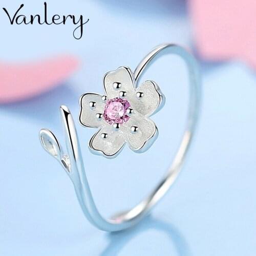 Romantic Charming Open Crystal Flower Ring for Women Vintage Boho Party Rings Gothic Punk Jewelry Gifts for Girls