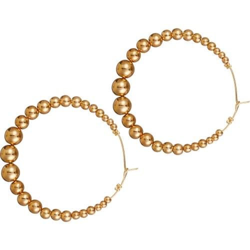 1 Pair Fashion Classic Exaggeration Big Hoop Earrings Geometric Metal Pearl Hoop Earrings for Women Jewelry