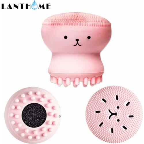 Silicone Face Cleansing Brush Facial Cleanser Pore Cleaner Exfoliator Face Scrub Washing Brush Skin Care Small Octopus Shape