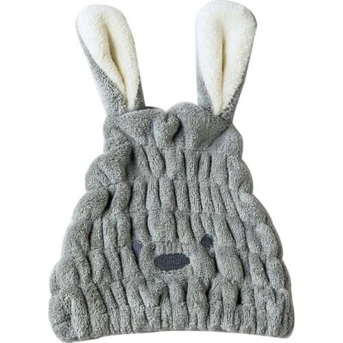 Cute Long Ear Rabbit Dry Hair Cap Shower Bath Towel Strong Absorbing Drying Ultra-Soft Hat Turban
