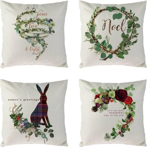 Ultra-nice Wreath Plant Flower Letter Pattern Pillow Cover Suitable Decoration Square Sofa Cushion Cover Throw Pillow Cover 1675