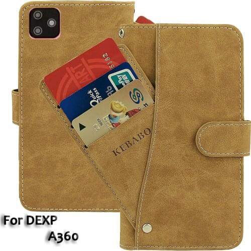 Vintage Leather Wallet DEXP A360 Case 5.99" Flip Luxury Card Slots Cover Magnet Phone Protective Cases Bags