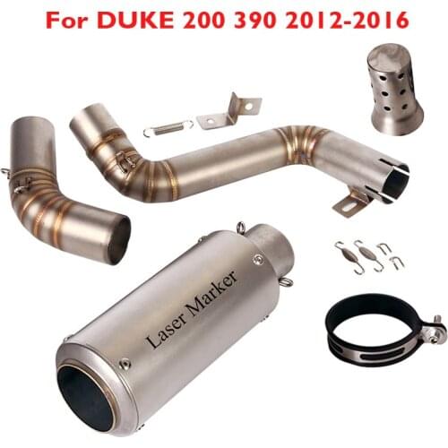 For KTM DUKE 390 200 2012-2016 Motorcycle Exhaust Muffler With DB Killer Tips Mid Connect Link Pipe Slip on DUKE 390 DUKE 200