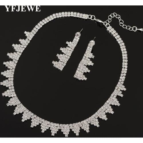 YFJEWE Fashion Womens Jewelry Gold and Silver Color Pendant Jewelry Sets Womens Artificial Wedding Necklace earring Set N322