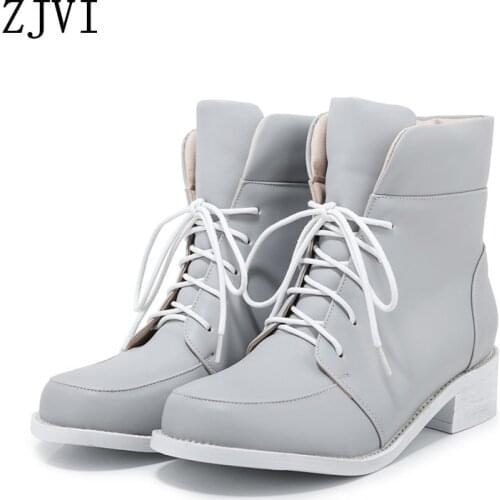 ZJVI Woman Snow Boots Women Platform Ankle Boots Warm Ladies Low Heels Shoes Kids Gray Red Black 2019 Winter For Gils Children