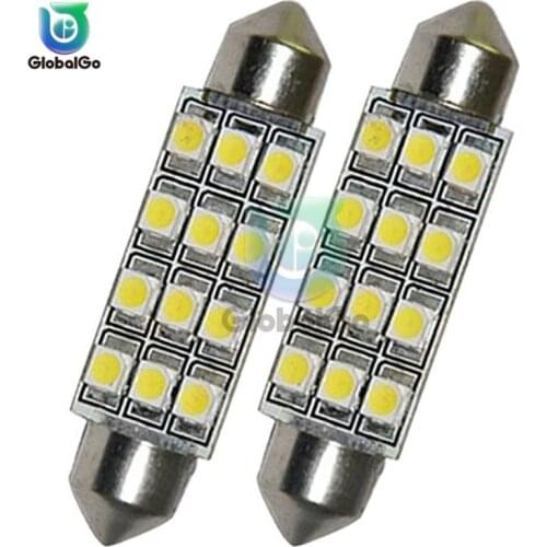2pcs/Lot 40mm 12 LEDS 3528 SMD Auto Festoon Dome Interior Map Lights Bulb Lamp for DC 12V