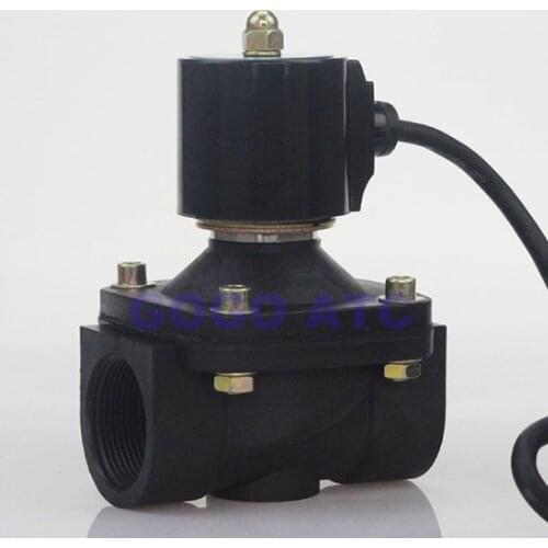 2 way fountain plastic solenoid valve 1 inch 1-1/4" Normally close 2W250-25 2W350-35 Engineering plastics waterproof valve black