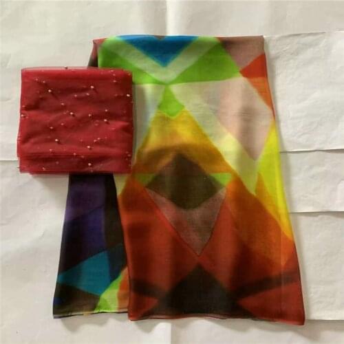 2019 New Design Fashion High Quality Printed Silk Chiffon Fabric 5 Yards And 2 Yards Of Tulle Chiffon Fabric! LXF687