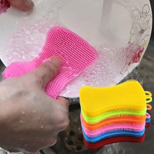 3Pcs Silicone Cleaning Brushes Soft Dish Bowl Scouring Pad Wash Brushes Fruit Pot Cleaning Washing Tool Kitchen Accessories