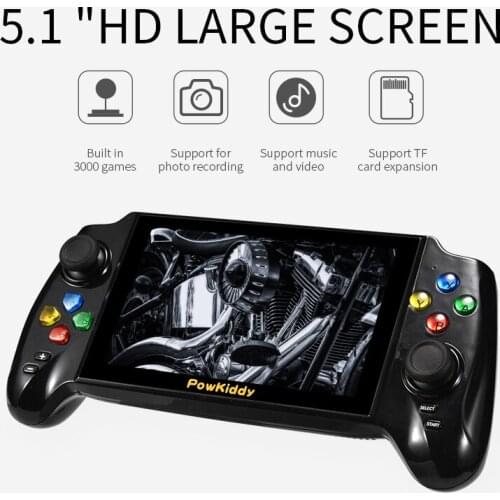 Powkiddy 5.1 Inch Handheld Portable FC Game Console Dual Joystick Preloaded 3000 Free Games Support TV Out Video Game Machine