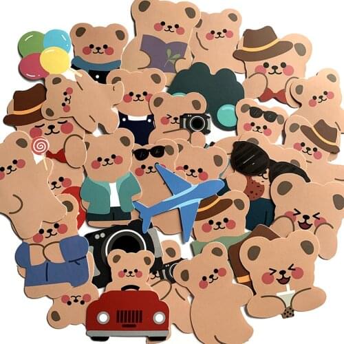 50pcs Cute bear travel series cartoon waterproof Stickers For Suitcase Skateboard Laptop Luggage Fridge Phone DIY Decal Sticker