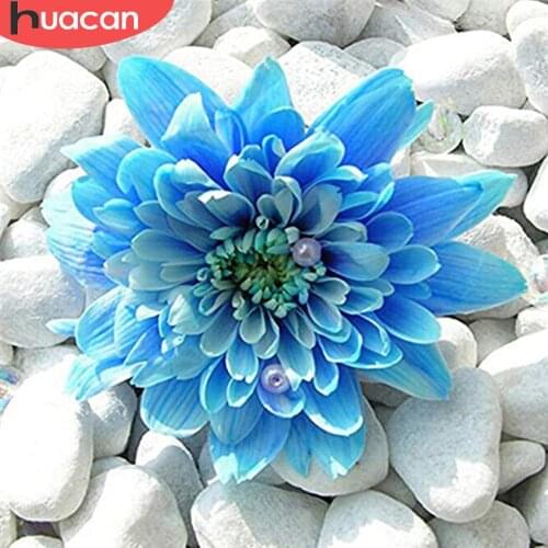 HUACAN Diamond Painting Dahlia Stone Full Square Round Drill Handicraft Diamond Embroidery Flower Mosaic Cross Stitch Home Decor