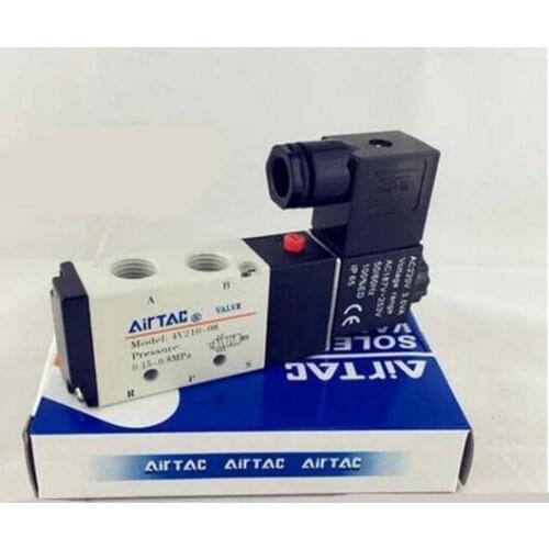 Free Shipping 1/4" 2 Position 5 Port AirTAC Air Solenoid Valves 4V210-08 Pneumatic Control Valve , 12v 24v 110v 220v